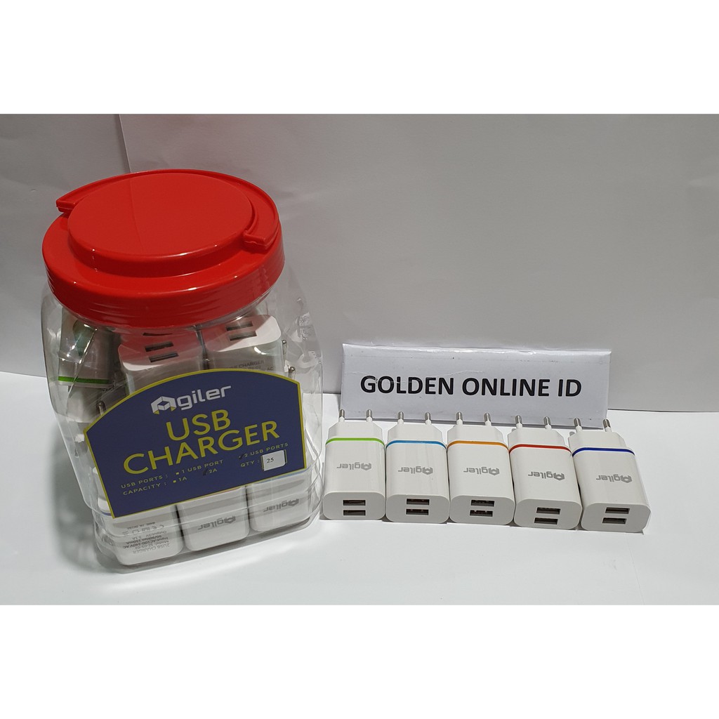 Adaptor Charger 2.1Ampere AGILER - SATUAN - 2 Port USB Kepala Charger