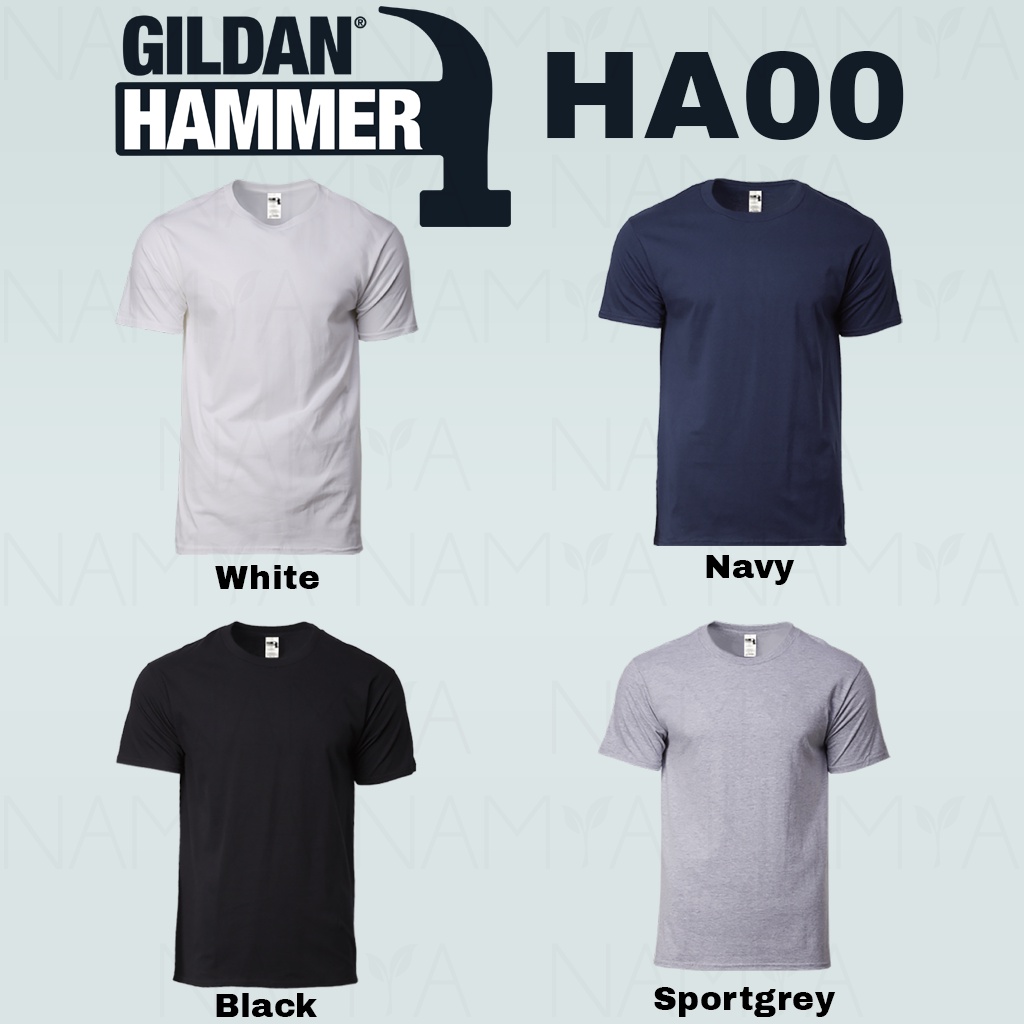 Kaos Polos Gildan Hammer HA00 Cotton Combed 20s Built Up Unisex Original 100%