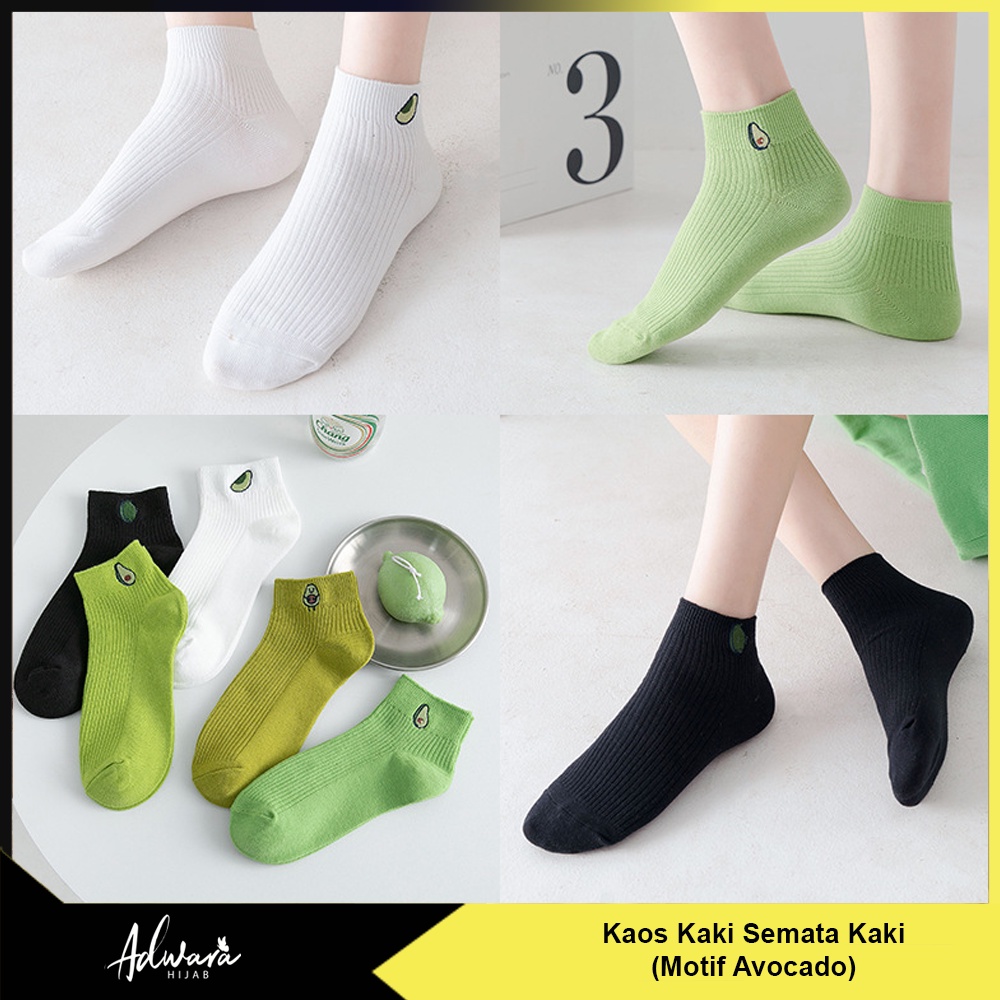 Kaos Kaki Pendek Wanita Semata Kaki Motif Avocado Karakter Gaya Korea