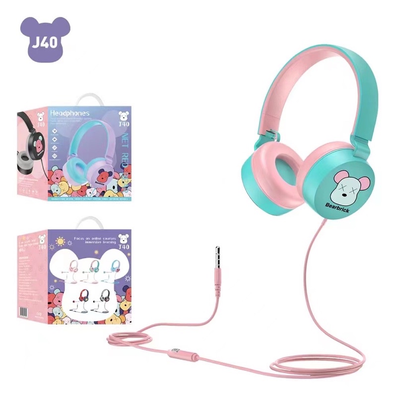 [ J-40 BEARBRICK ] HEADPHONE BANDO BEARBRICK SO CUTE /HEADSET MUSIC PHONE EXTRA BASS