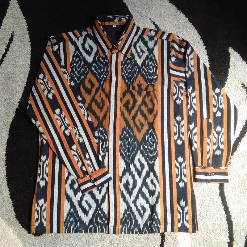 Kemeja tenun pria baju tenun pria lengan panjang dan lengan pendek