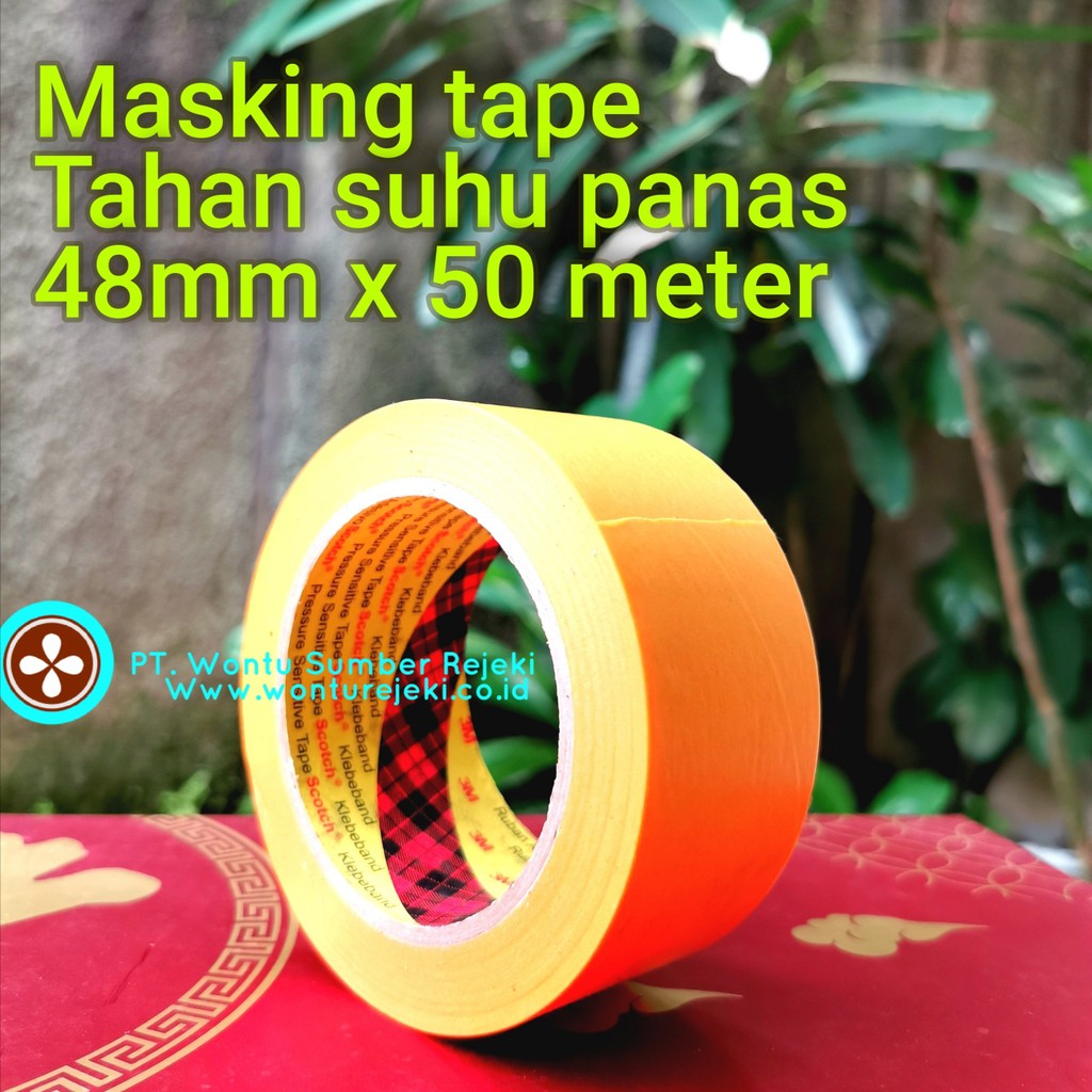 Lakban Kertas masking tape 3M tahan Panas uk. 48mm x 50 Meter