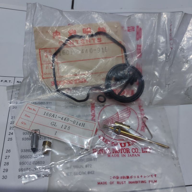 Seal O Ring set Repairkit Karburator  Honda GL 125 Original Japan