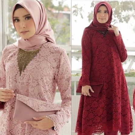 ATASAN KEBAYA TUNIK BROKAT MODERN M-5XL/ PROMO KEBAYA TUNIK /ATASAN RINJANI  BRUKAT/BRUKAT BIG SIZE/