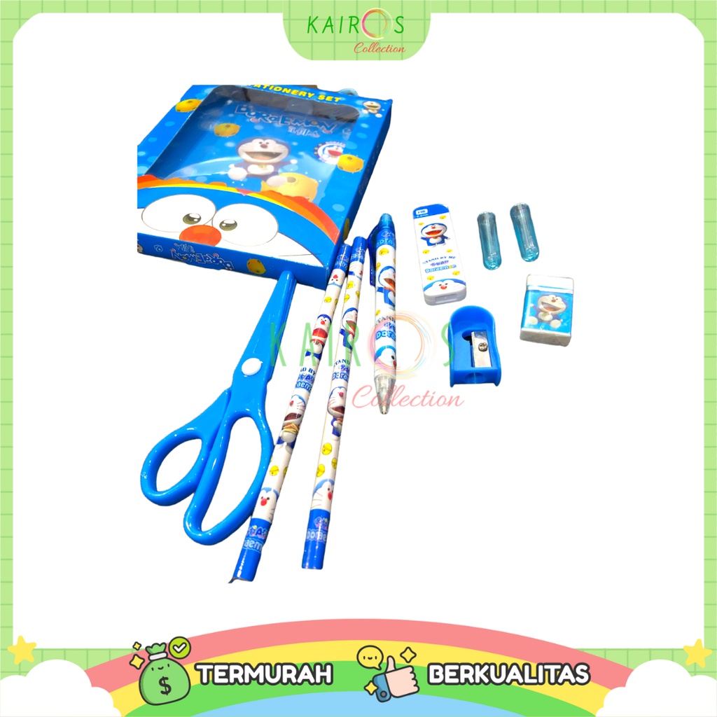 Set Alat Tulis 9 in 1 Medium Perlengkapan Sekolah Plus Gunting