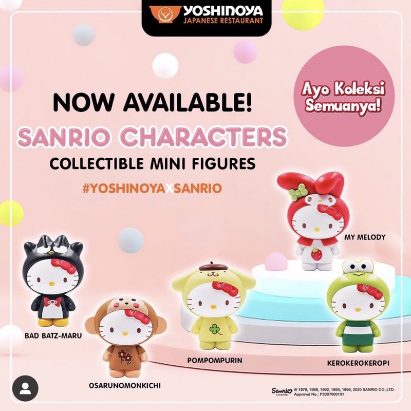 Mainan Kids meal Yoshinoya Toys Sanrio Hello Kitty figure Toy baru new ori