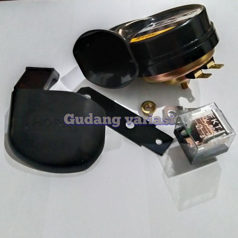 KLAKSON KEONG SINGLE HORN 12 VOLT PLUS RELAY BUAT SEMUA MOTOR SUARA MOBIL