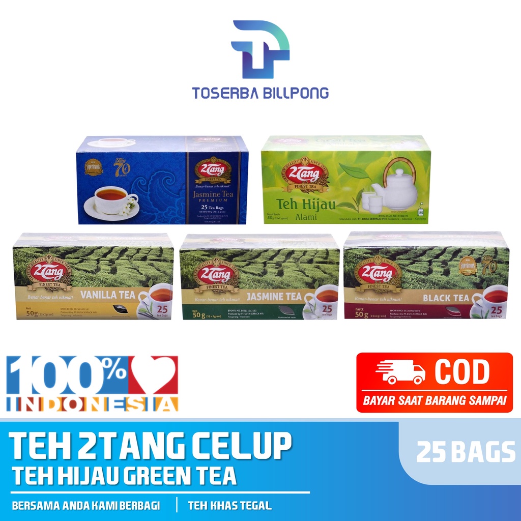 

Teh 2 Tang Celup Teh Premium Jasmine Vanilla Black Green Tea 50 gr 25 Bags Non Amplop