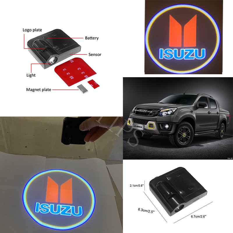 Isuzu 2Pcs Lampu Proyektor Welcome Pintu Mobil Wireless Untuk Mux Trooper MU7 TFR Panther Elf Traga Crosswind Panther Sportivo Dmax Nmr71