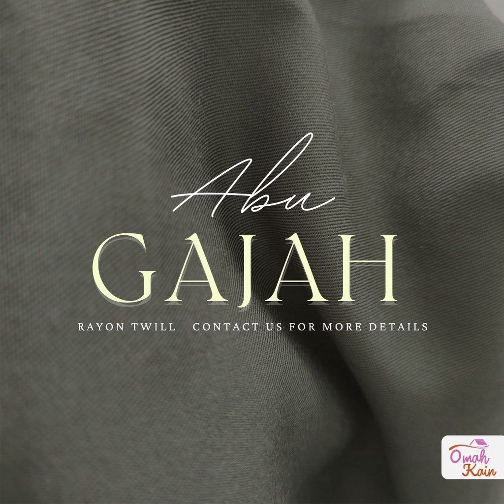 KAIN RAYON TWILL VISCOSE (100% rayon, jatuh, adem, tebal, lembut dan tidak berbulu) #omah kain-Abu Gajah