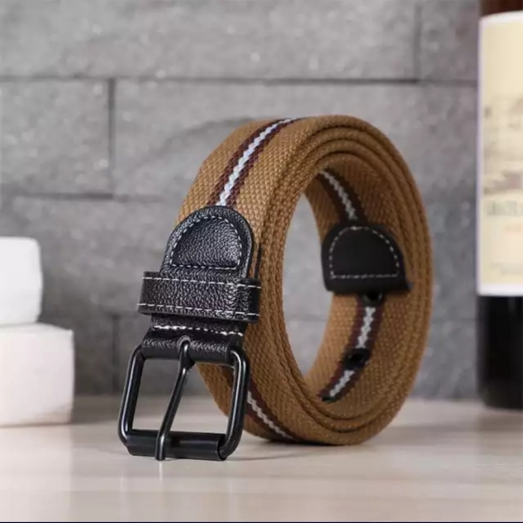 Ikat Pinggang Pria Fashion Tali Kanvas Sabuk Model jarum Kode S032