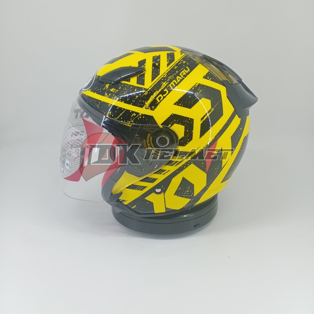 Helm Half Face KYT DJ Maru Seri 16 Crimson Yellow Kuning Model Terbaru