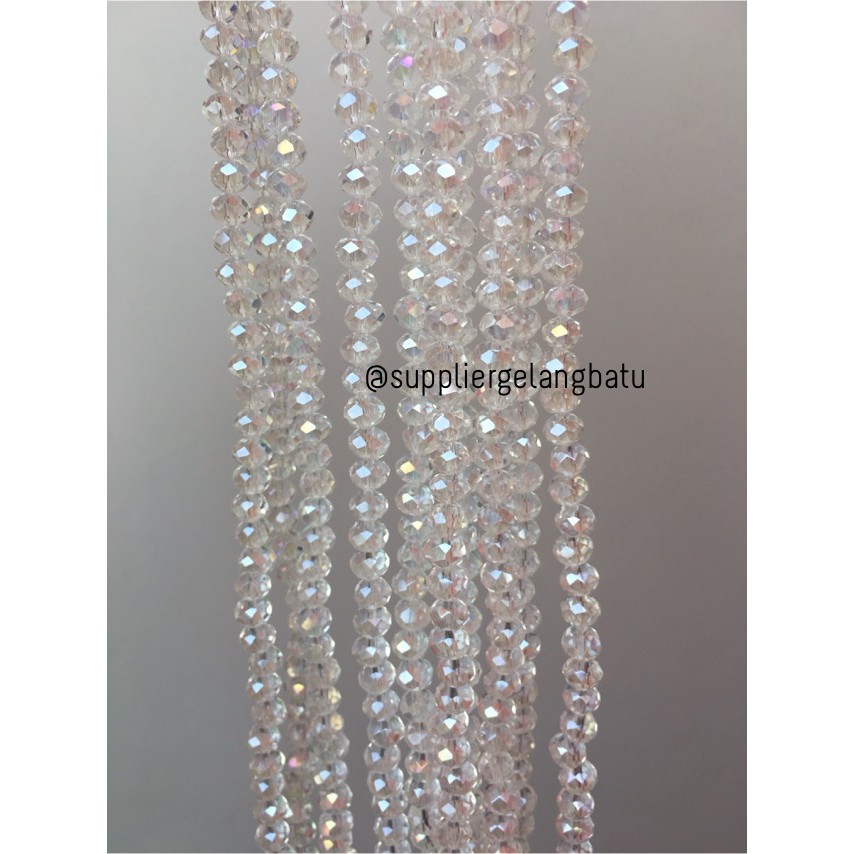 Kristal Ceko 6mm WHITE QUARTZ metalik bahan beads manik bapao rondel aksesoris craft fashion model