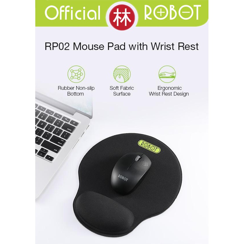 Robot RP02 Non-Slip Ergonomic Wrist Rest Design MousePad