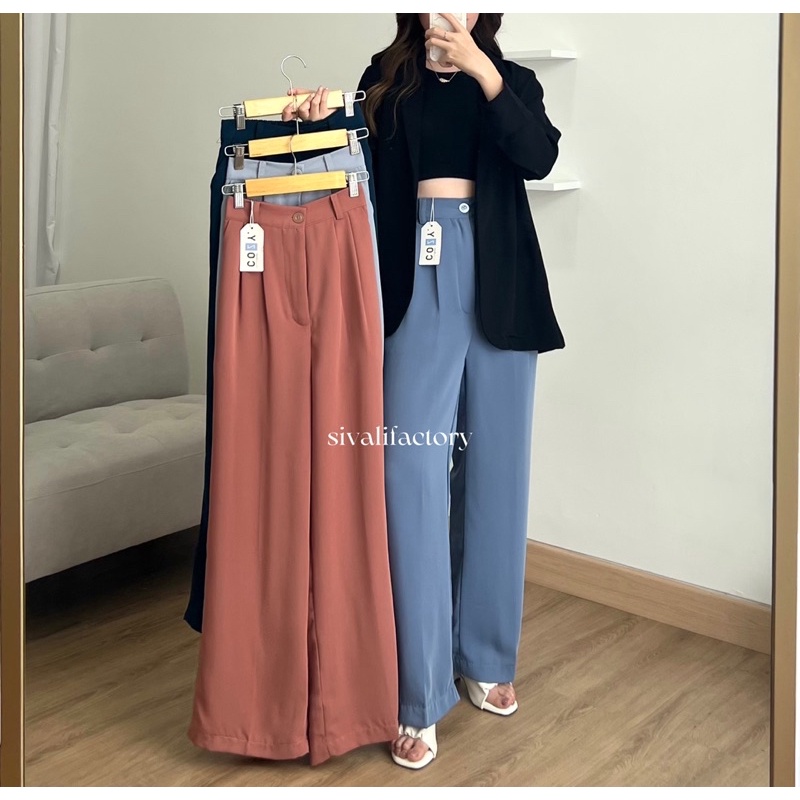 SIVALI Loose Pants 332 Trousers Wanita [PART 2] Celana Anti Kusut - Celana Kulot Wanita - Celana Kantor Formal / Casual