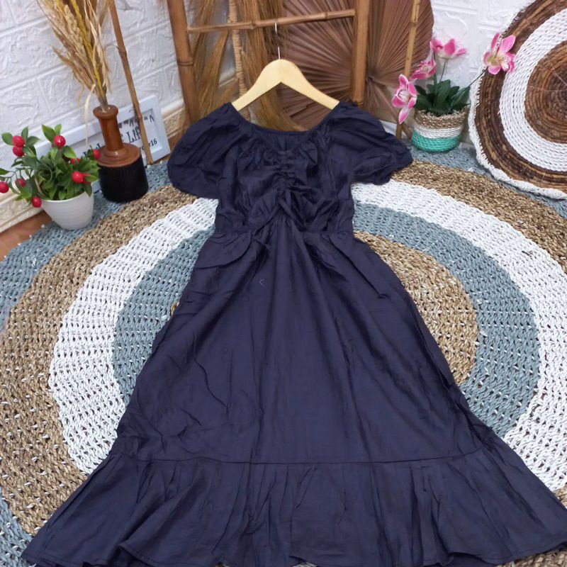 DASTER ELSA VIRAL | DRES CASANDRA BALI | DASTER KEKINIAN | DASTER RUFFLE BUSUI [Best Seller ]-Dark black