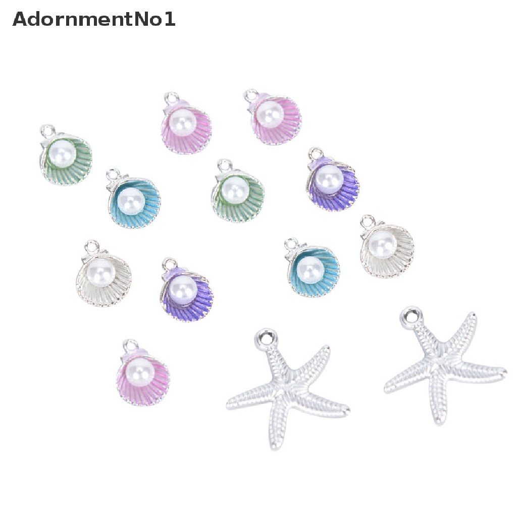 (AdornmentNo1) 10pcs / Set Liontin Enamel Bentuk Bintang Laut / Kerang / Mutiara Untuk DIY Perhiasan