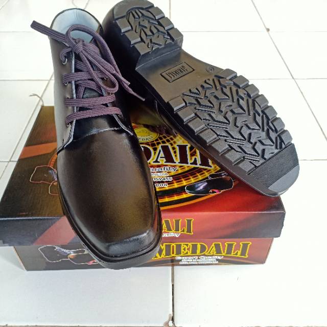 MANDIENS  SJK142 - Sepatu Boots Kulit Asli Medali - Sepatu Kulit Pdh Tni Polri Jenggel Gaya Kobo