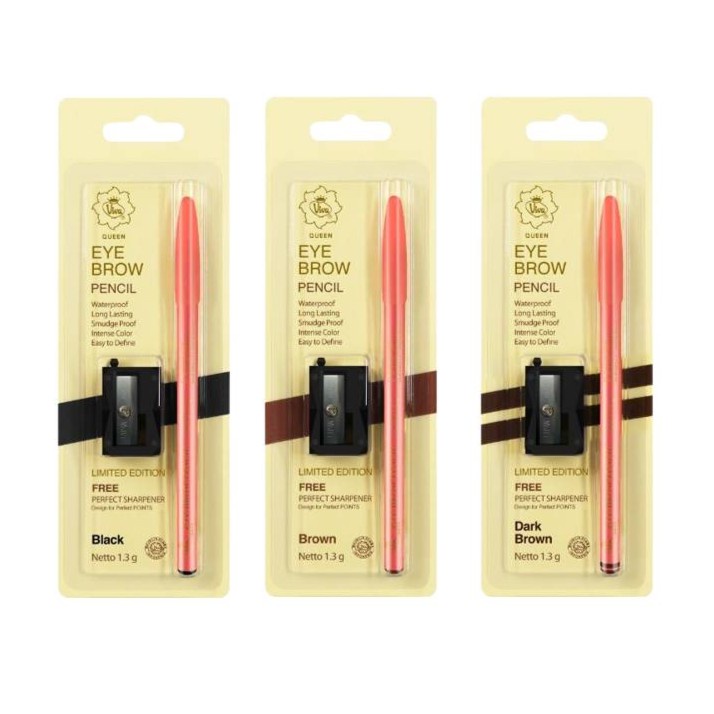 VIVA Queen eye brow pencil Limited Edition Pensil Alis dengan rautan Original