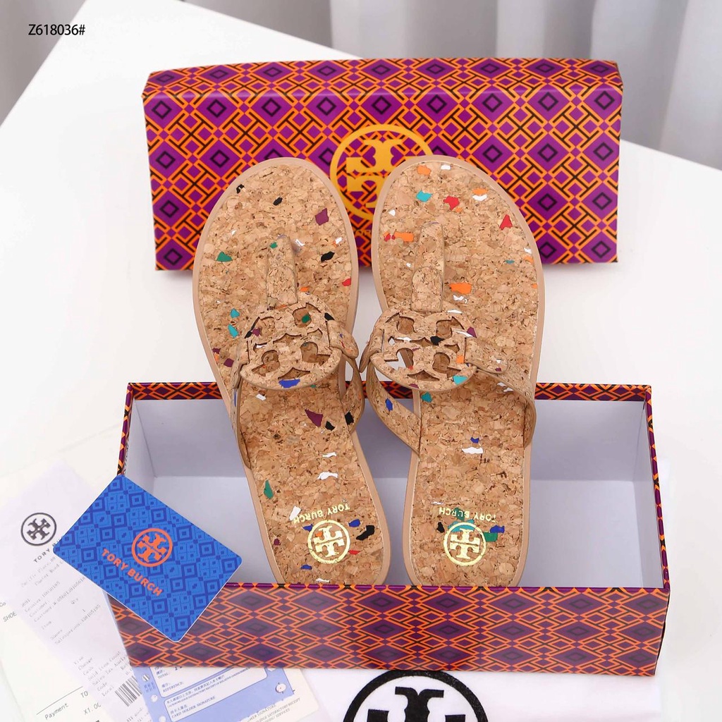 TB Z618036  Miller Cork Iconic Thong Sandals Women Reimagined with a Cork Upper in a Multicolor Confetti