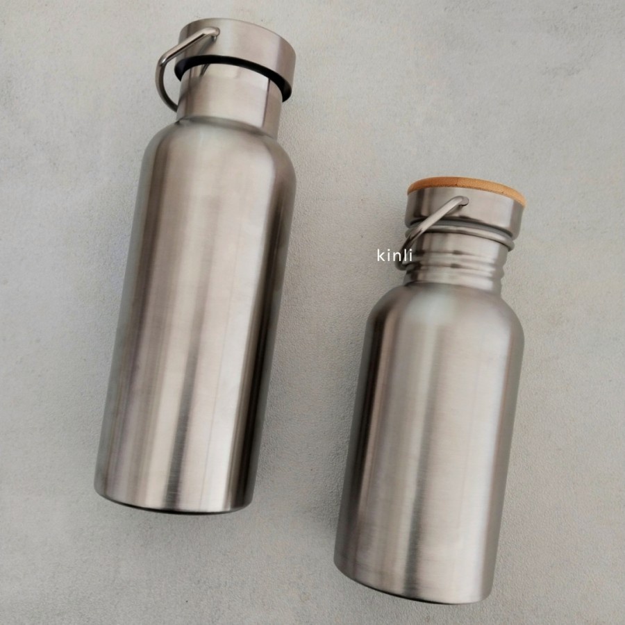 stainless steel insulated water bottle bamboo lid tumbler eco friendly single wall