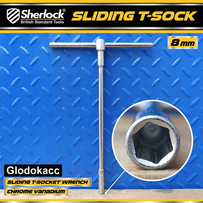 Kunci T - Type Socket 8mm / Sherlock Kunci Sok/Sock T (Gagang Slide/Geser)