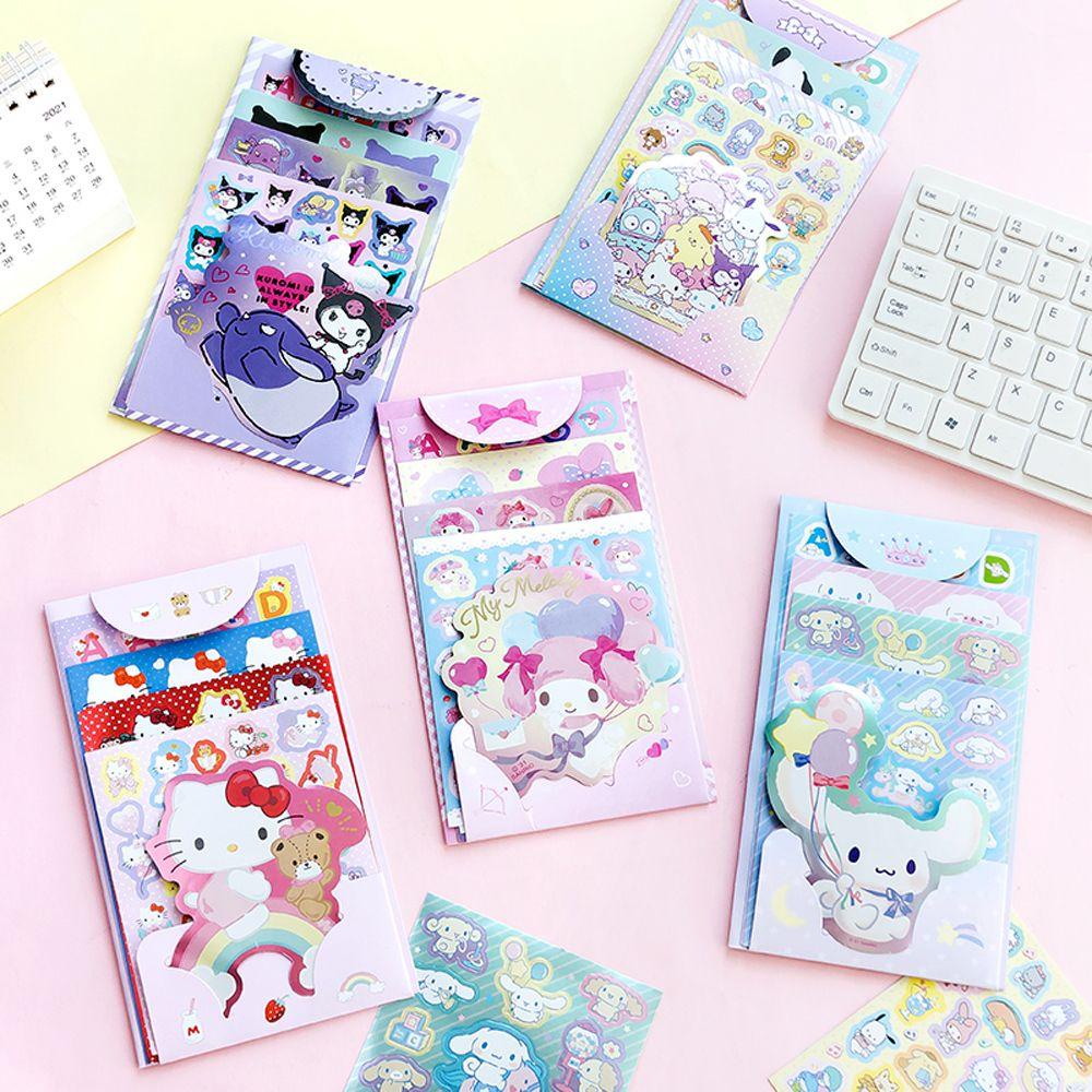 LANFY Decor Sticker Kawaii Collection Retro Diary Album KT Cat My Melody Kulomi Perlengkapan Dekorasi Background Paper Scrapbooking Sticker