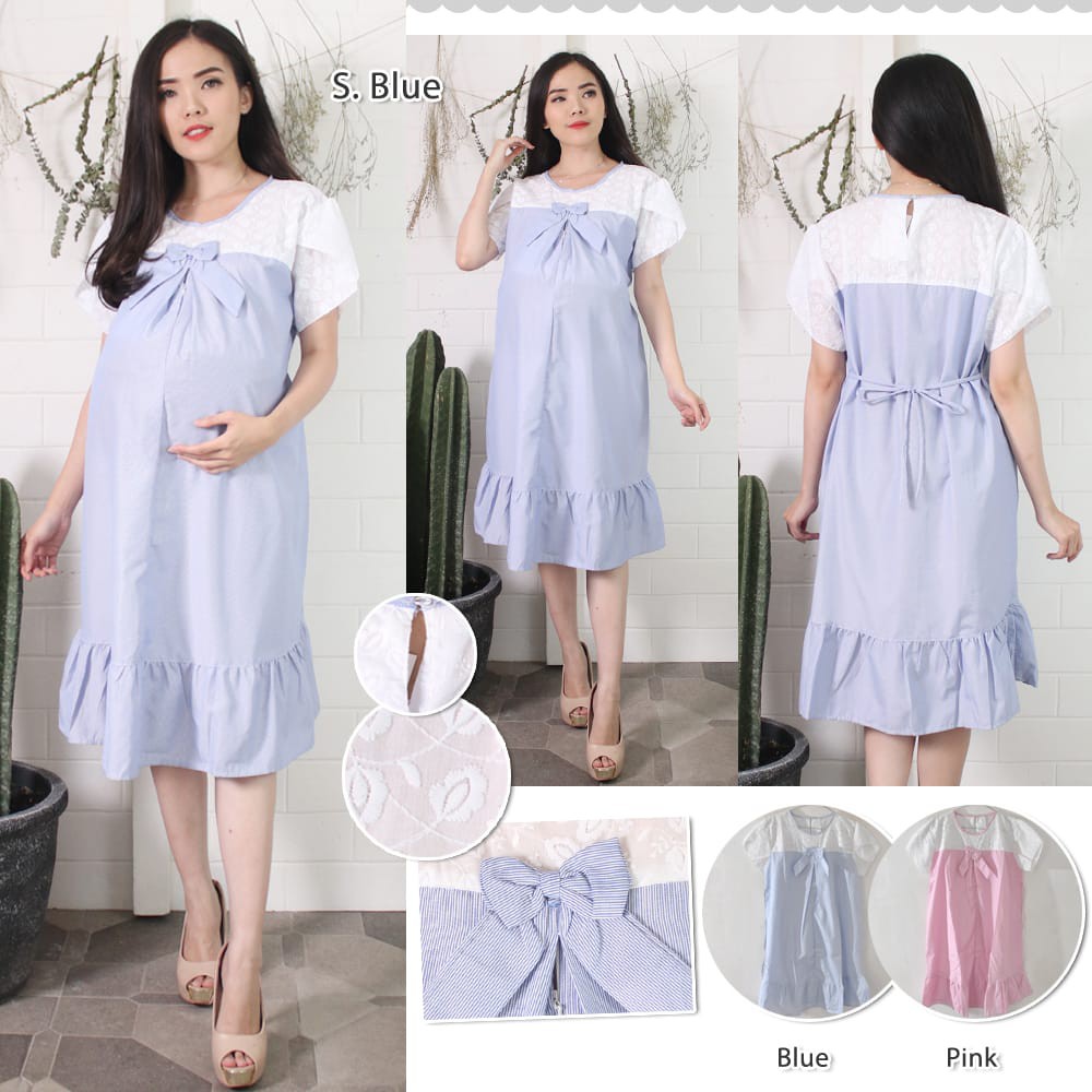 Dress Hamil Salur 1739 Baju Hamil Baju Hamil Murah Fashion Wanita Best Seller Modis Shopee Indonesia