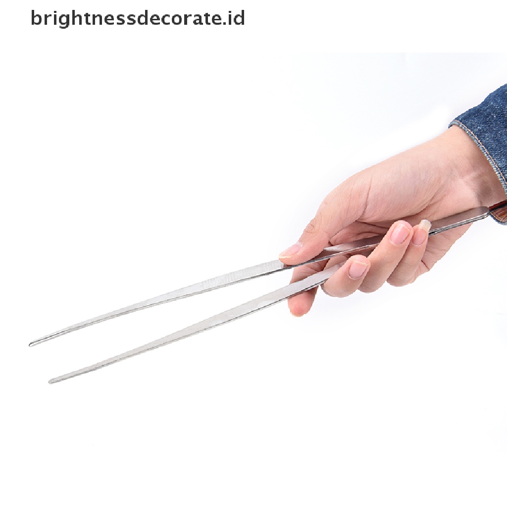 [birth] Silver Stainless Steel Long Food Tongs Straight Tweezers Kitchen Tool [ID]