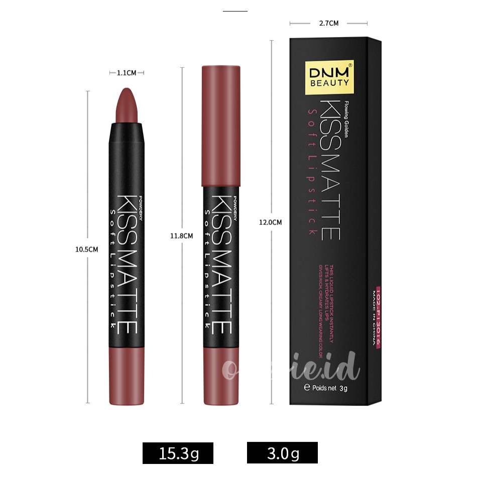 DNM Pensil Lipstik Matte Clay Lipstick Pencil Tahan Lama Long Lasting Rotate 19 Colour LA081