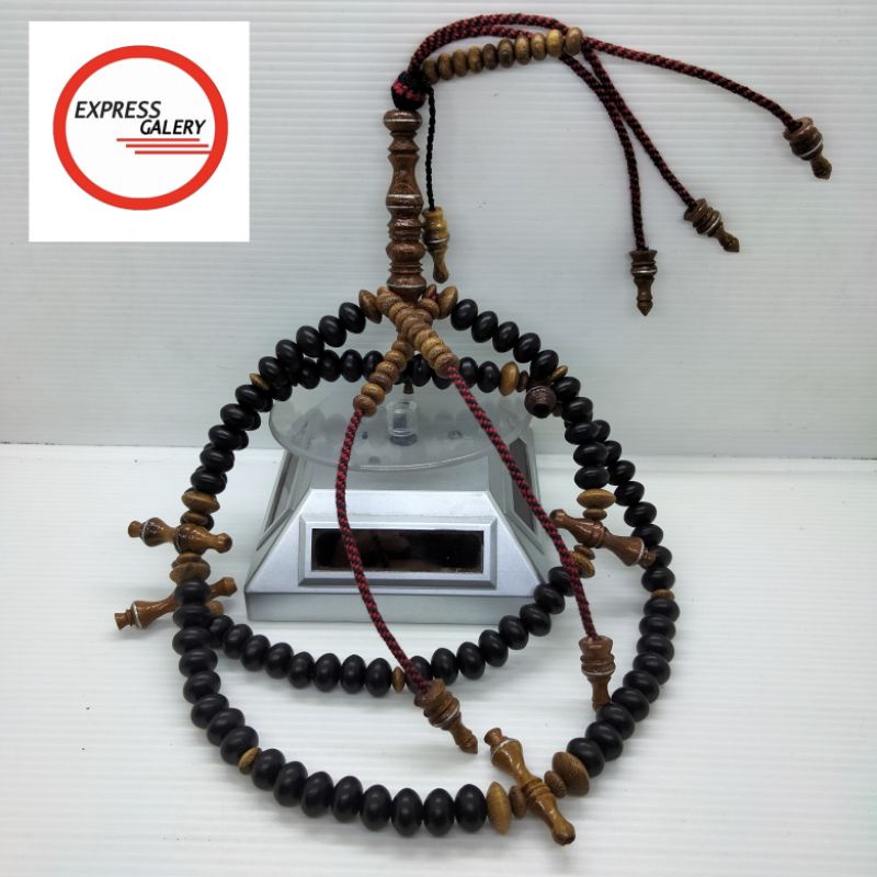 tasbih tijani kayu kelor hitam kombinasi kelor emas X36