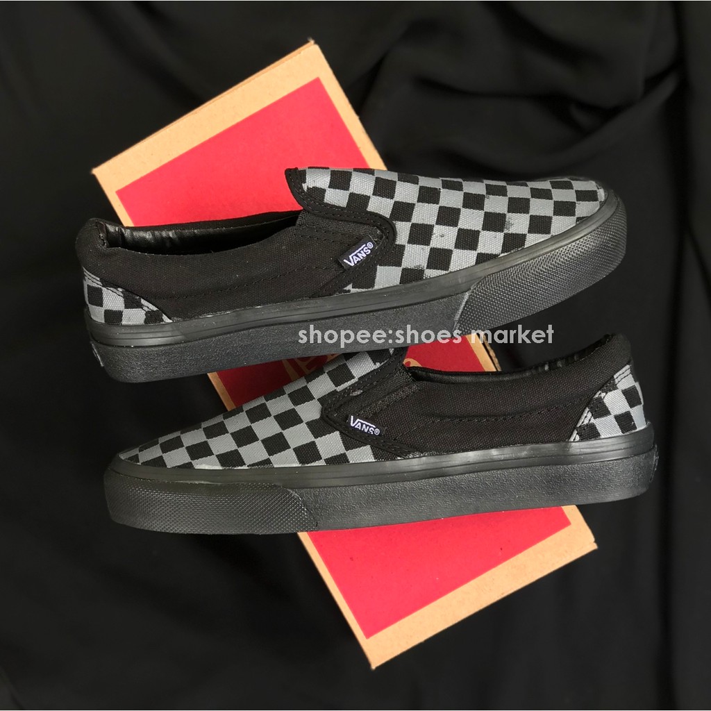 Vans Slip On Checkerboad Black Grey Sol Black