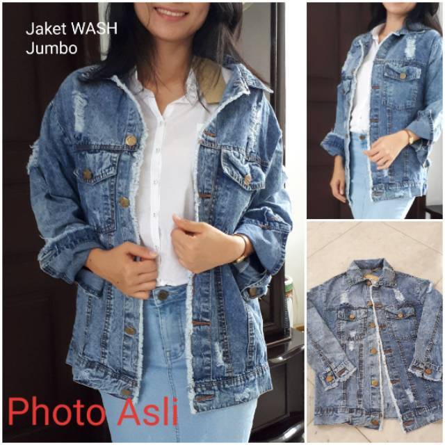 Harga Gila Dndcoll- Jaket Jins Oversize Denim Jacket Wash Ripped Style/photo Asli/ripped Jeans Jacket b10yoFpDed78