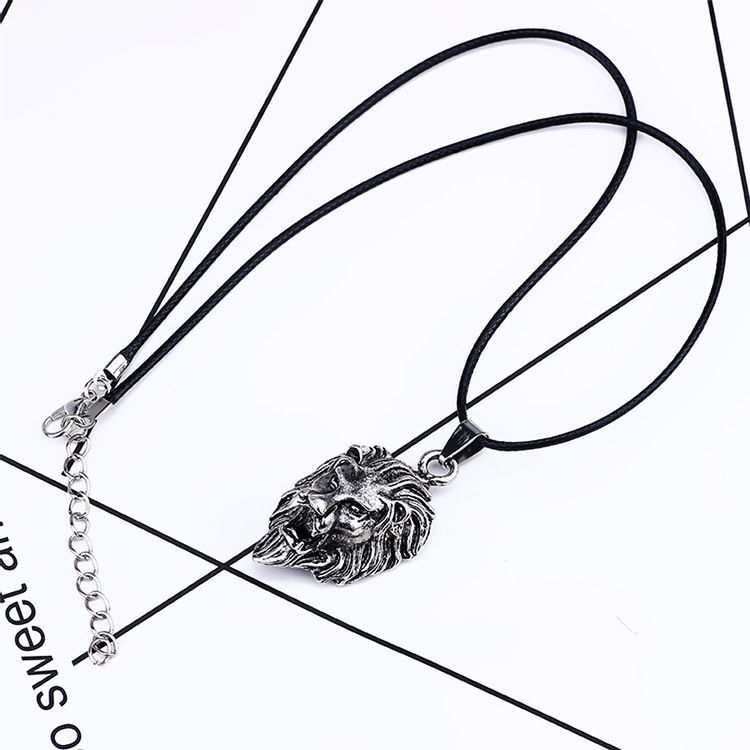 Eropa Dan Amerika punk retro lion's head pendant Pria Mendominasi Kalung Pribadi Hewan Kulit lanyard Baru