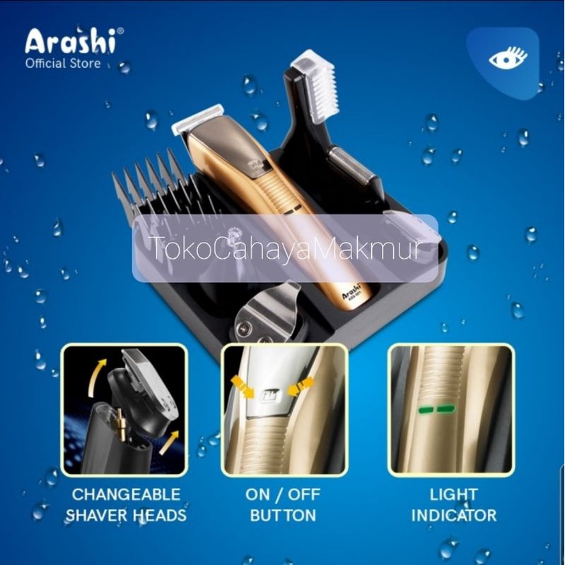 Arashi Shaver Set ASS001 6in1 - Alat Mesin Cukur Rambut Elektrik - Hair Clipper