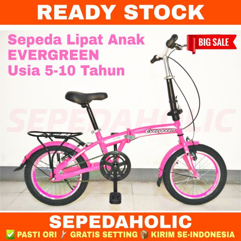 Sepeda Lipat Anak EVERGREEN 16 Inch Perempuan dan Laki Laki Usia 5