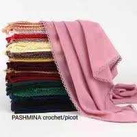 Pashmina Crochet Ceruty Pashmina Picot Termurah harga bestseller