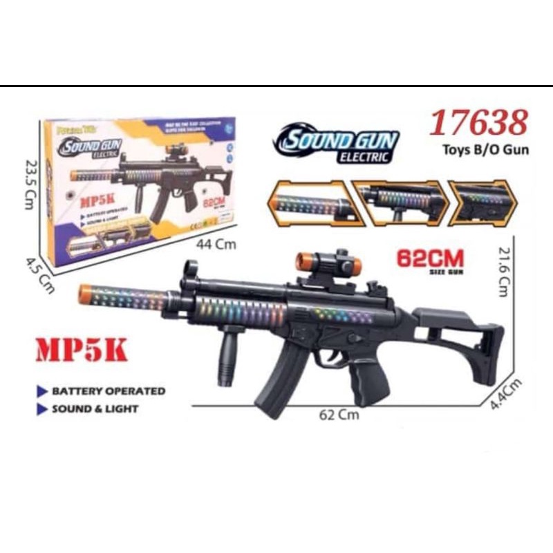 mainan tembak lampu MP 5 sound gun ada suara