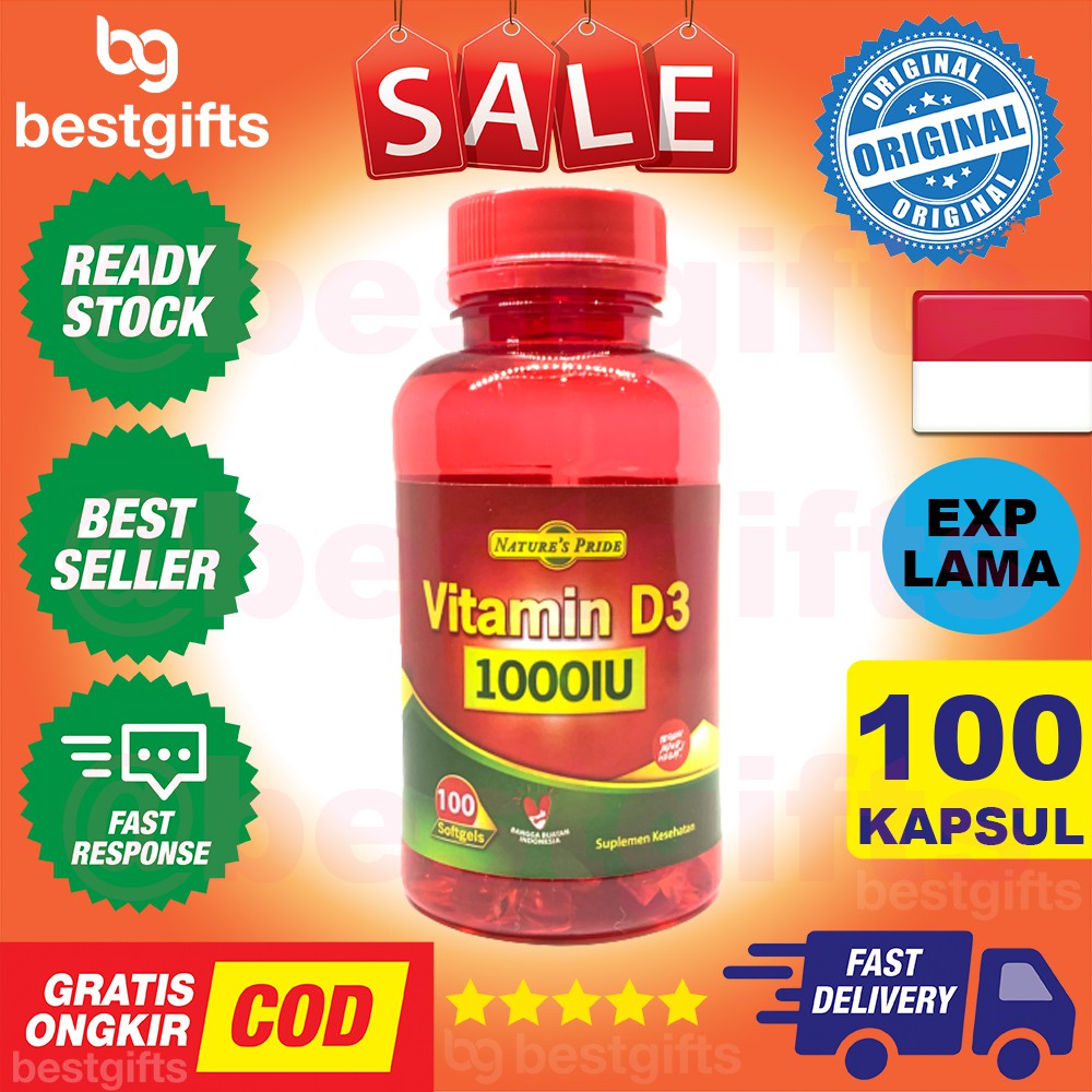 NATURE'S NATURES NATURE PRIDE VITAMIN D3 VIT D 1000IU 1000 IU TULANG GIGI KEKEBALAN TUBUH 100 KAPSUL