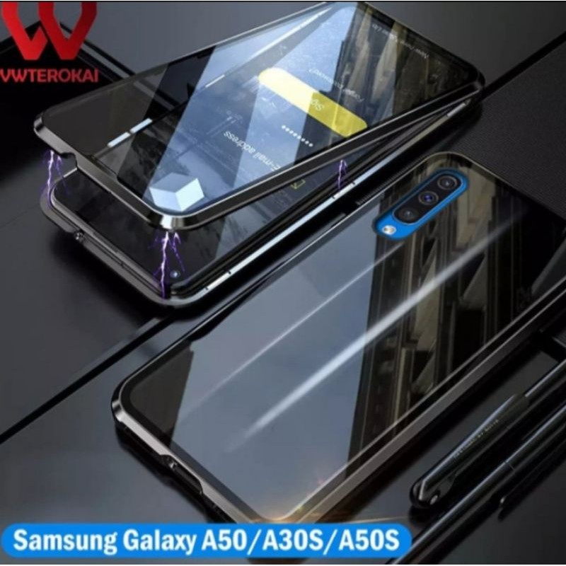 Magnetic Double Glass Casing Case Cover Metal Samsung Galaxy A30S