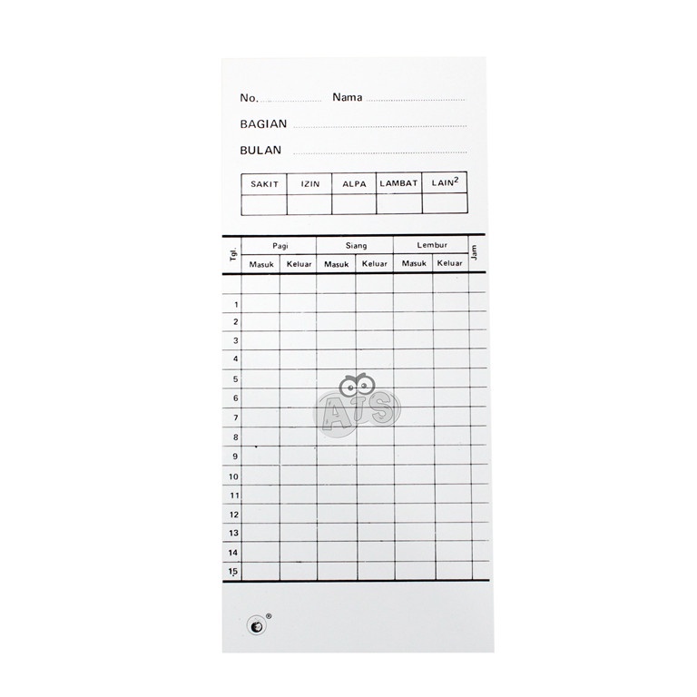 

Kartu Absensi isi 10 Lembar Alat Tulis Senang