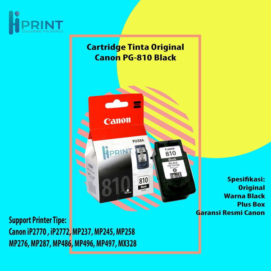 Cartridge Tinta Original Canon PG810 PG-810 PG 810 Black, Cartridge Printer Canon IP2770 IP2772 New