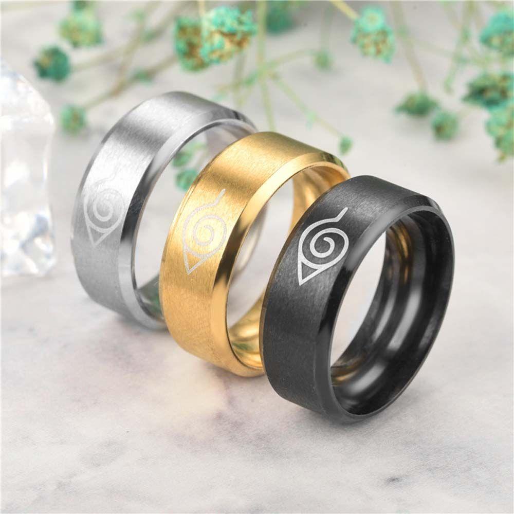 Needway  Naruto Cincin Unik Hitam Sasuke Itachi Ninja Perhiasan Penggemar Anime Hadiah Untuk Pria Wanita Titanium Steel Ring