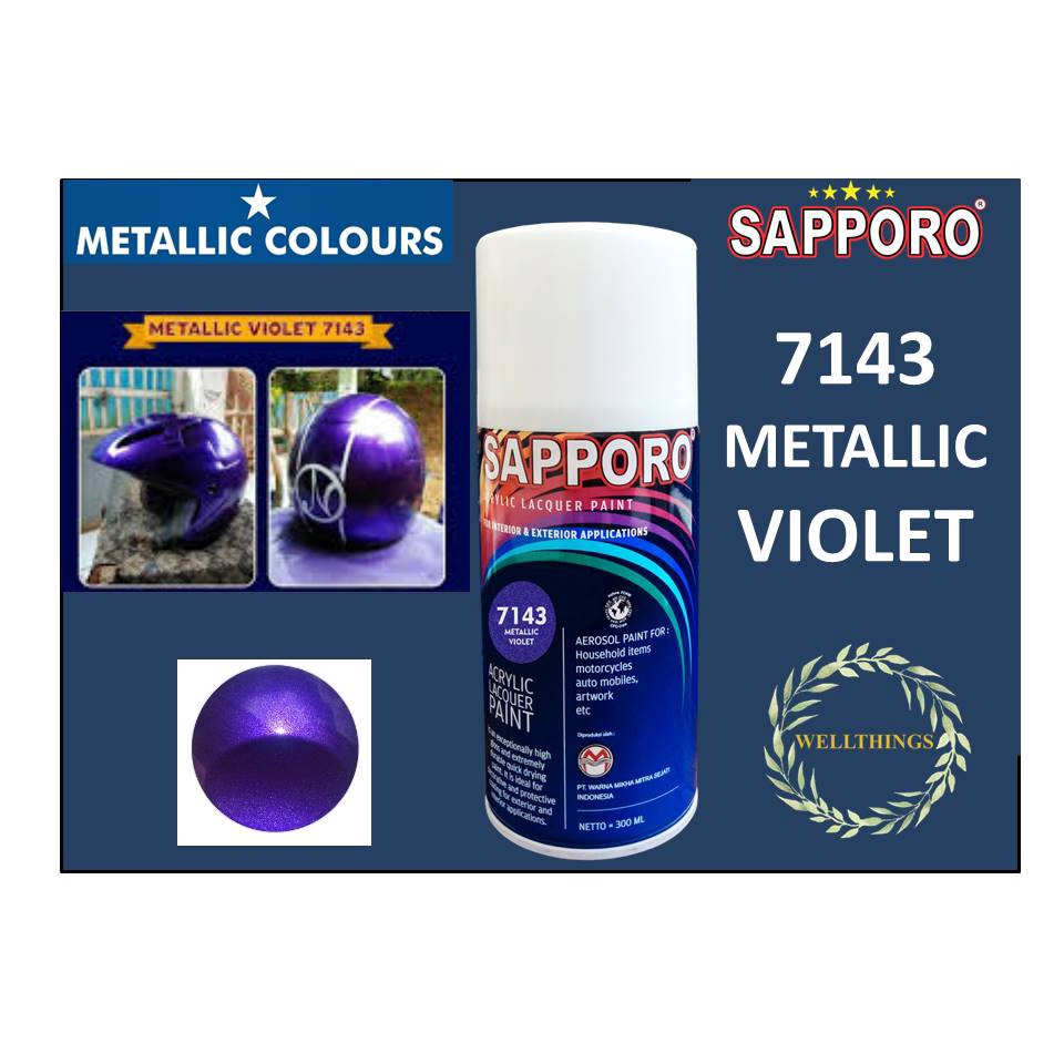 Sapporo spray 7143 Metallic Violet / Ungu Metalik /Pilok/ Pilox 300 ml