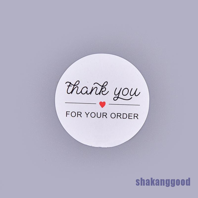 500pcs Roll Stiker Thank You For Your Order Bentuk Hati Untuk Toko Kecil