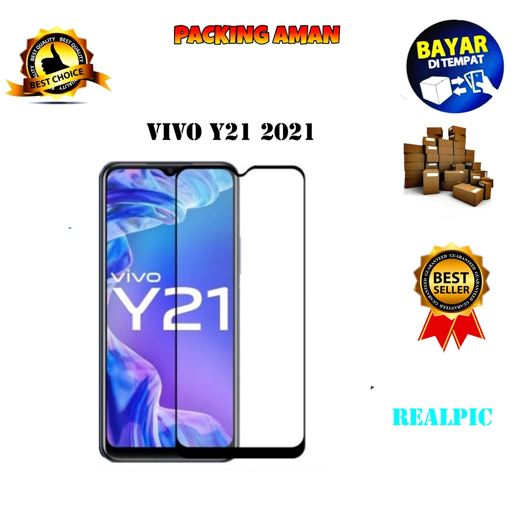 Tempered Glass Vivo Y21 2021 Full Cover / Full Screen Protector Anti Gores