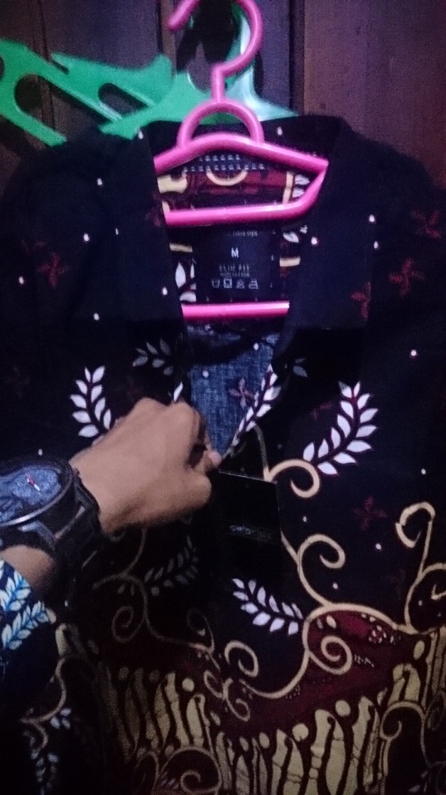 [gridline - Ls029 Blue & Maroon] Kemeja Batik Slimfit Pria Katun Lengan Panjang