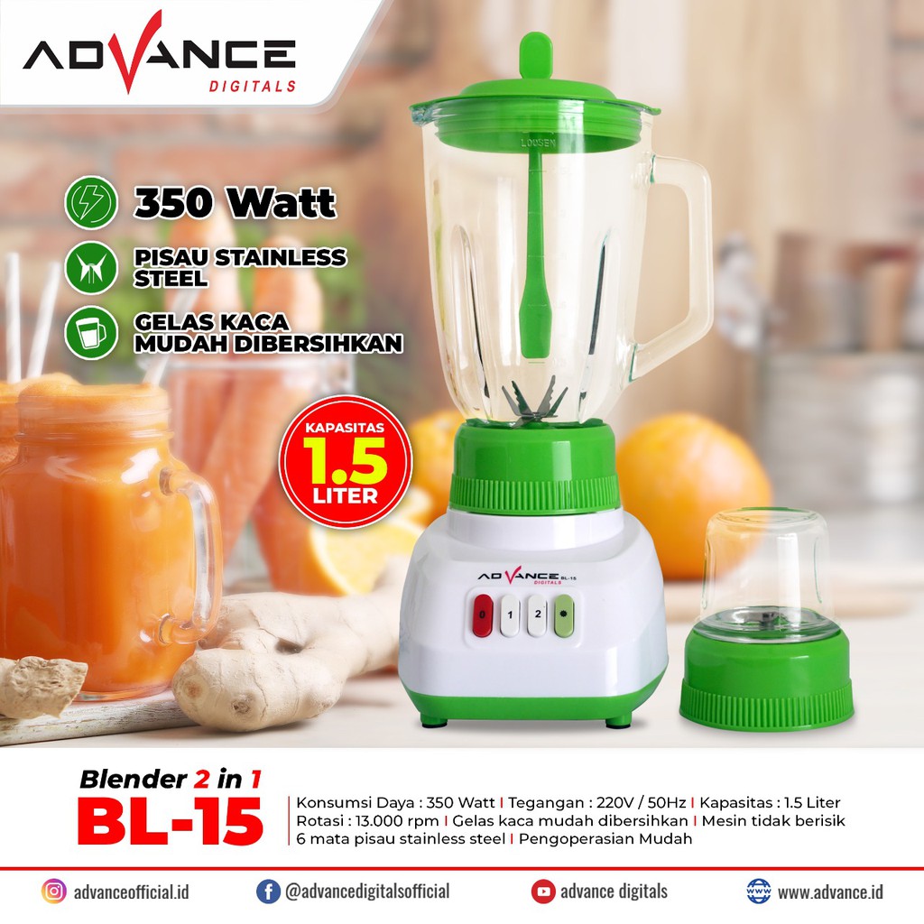 Blender besar Advance BL15-1,5 liter, 2 in 1