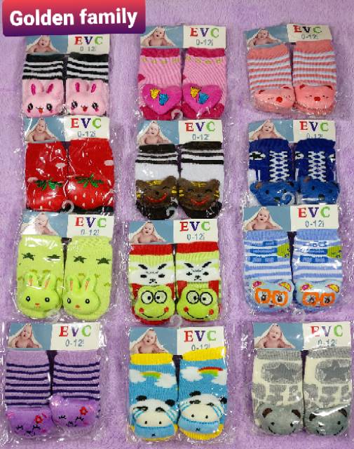 1 psang Kaos kaki boneka evc baby motif lucu  cewek/cowok 0-12 m