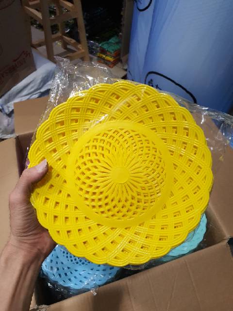 Piring Rotan Plastik Bulat Piring Lidi TEBAL ISI 1 LUSIN-3